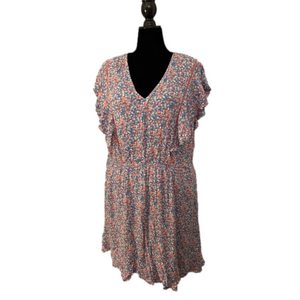 NWT Lane Bryant blue and pink floral short sleeve dress 24W